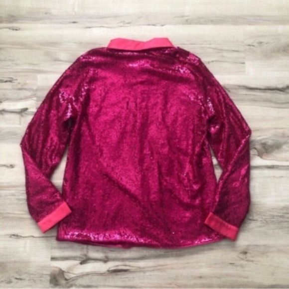 Vibrant Pink Fully Sequin Long Sleeve Blouse - Picture 5 of 8